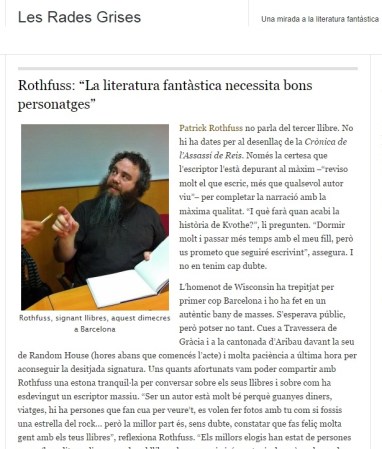 Entrevista amb Patrick Rothfuss a Les Rades Grises